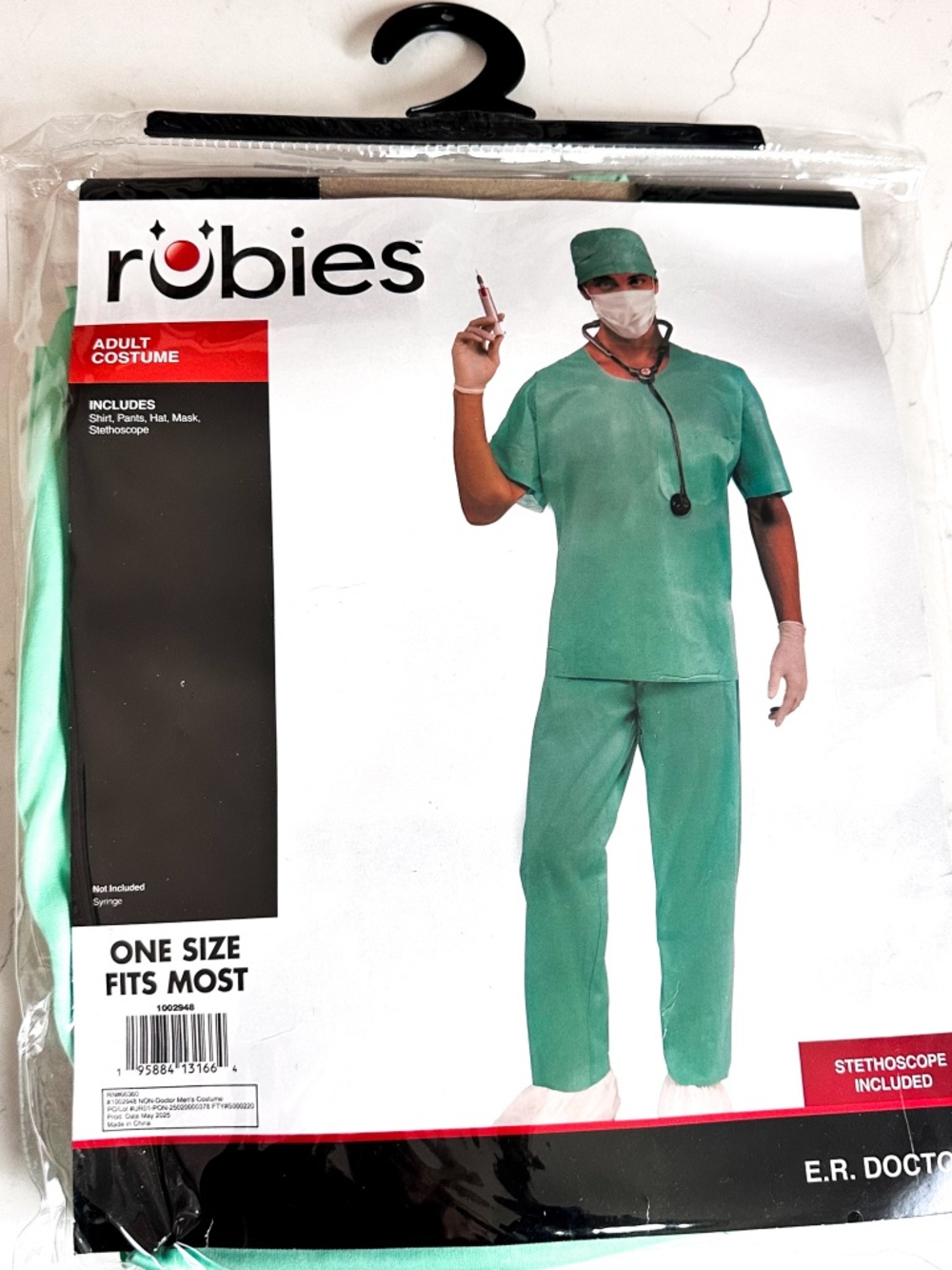 Rubie's Adult Doctor Dr Surgeon Green Scrubs  Mask Costume One Size Fits Most